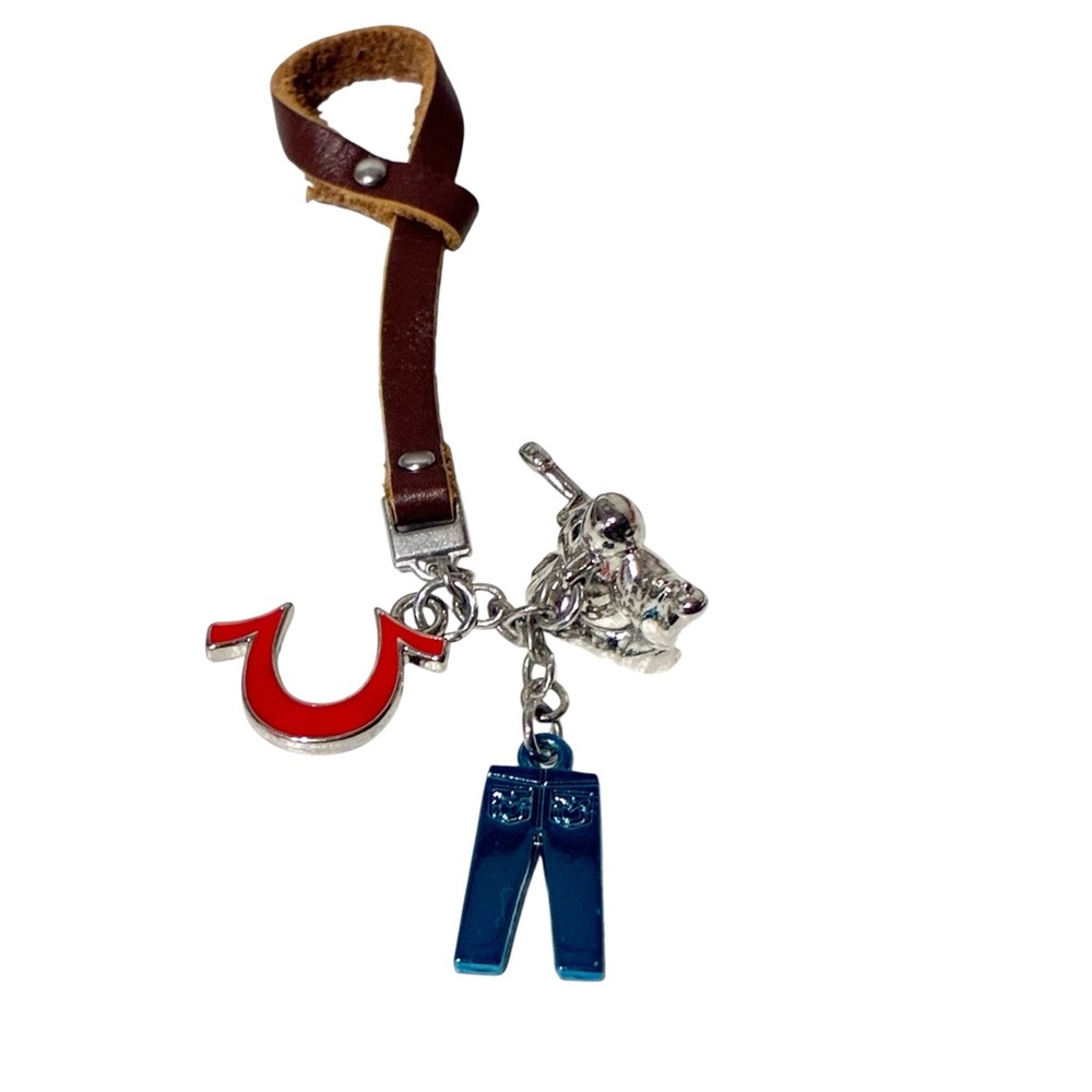 True Religion Leather‎ Key Fob Guitar Buddha Jeans & Omega Charms